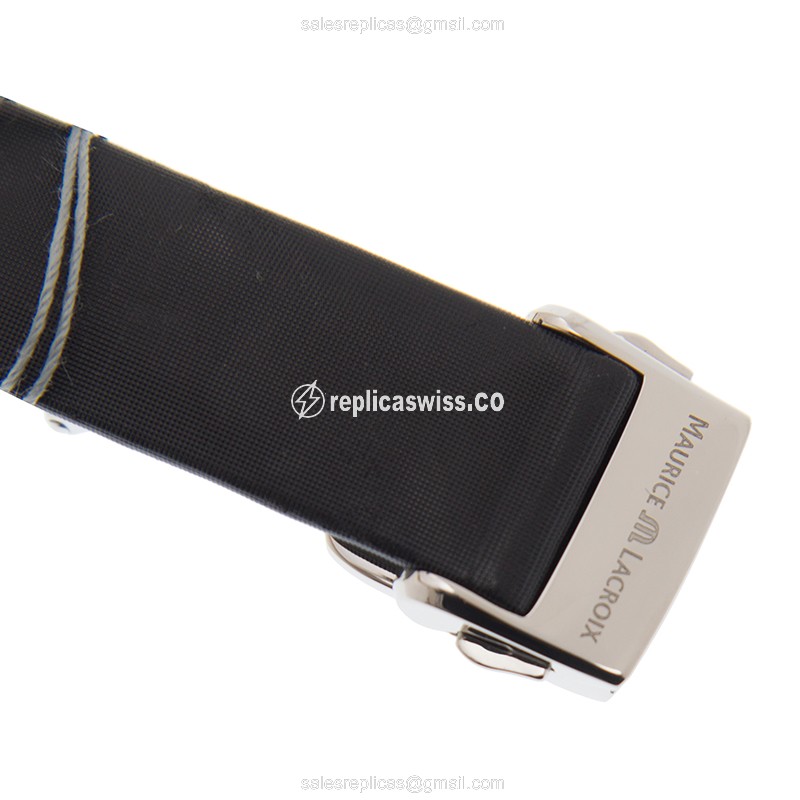 Maurice Lacroix EVIDENZA Automatic - Blue Dial - Leather Strap - White Clasp - View 4
