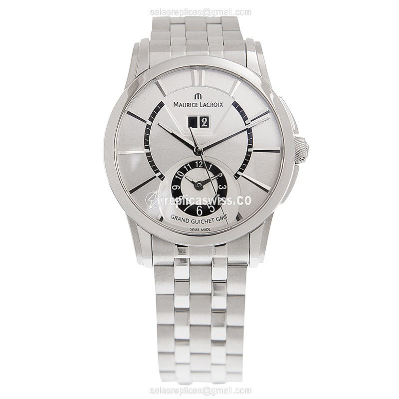 Maurice Lacroix PT6238-SS002-130 PONTOS Replica - Automatic - Steel Case - Silver Dial - Steel Strap - View 2