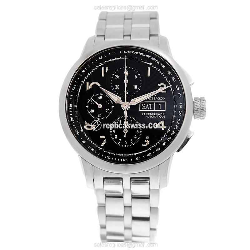 Maurice Lacroix MP6348-SS002-32E Replica - Automatic - Black Dial - Steel Case & Strap - View 2