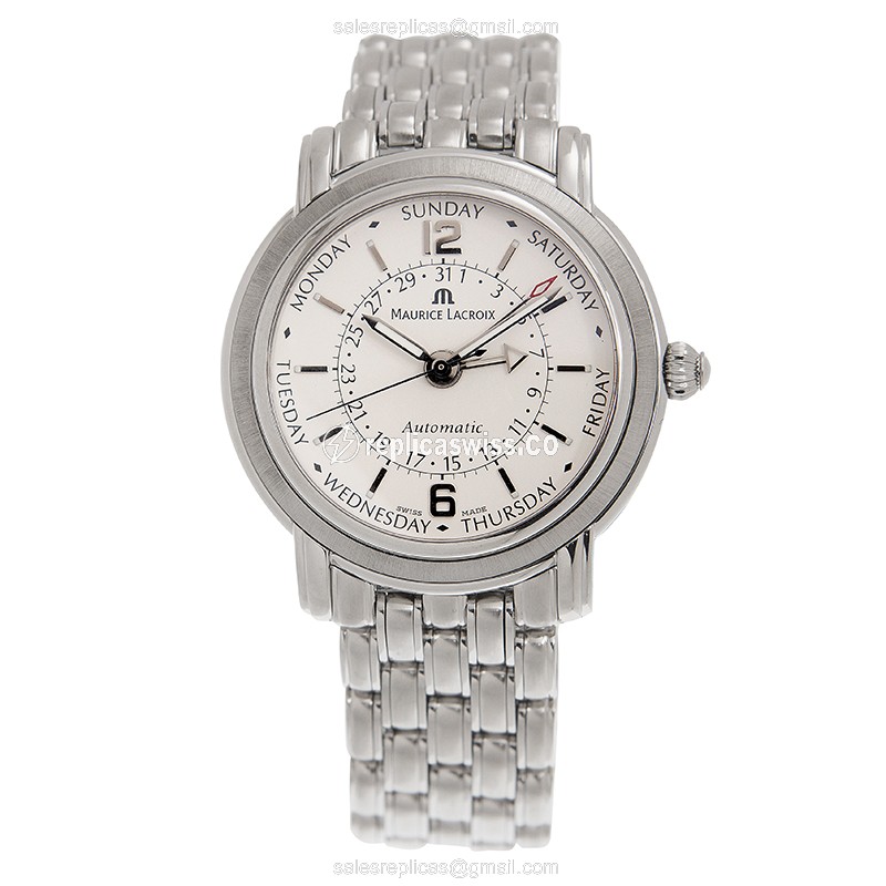 Maurice Lacroix MP6328-SS002-19E Masterpiece Replica - Automatic Movement - Stainless Steel Case & White Dial - Silver Steel Strap - View 2