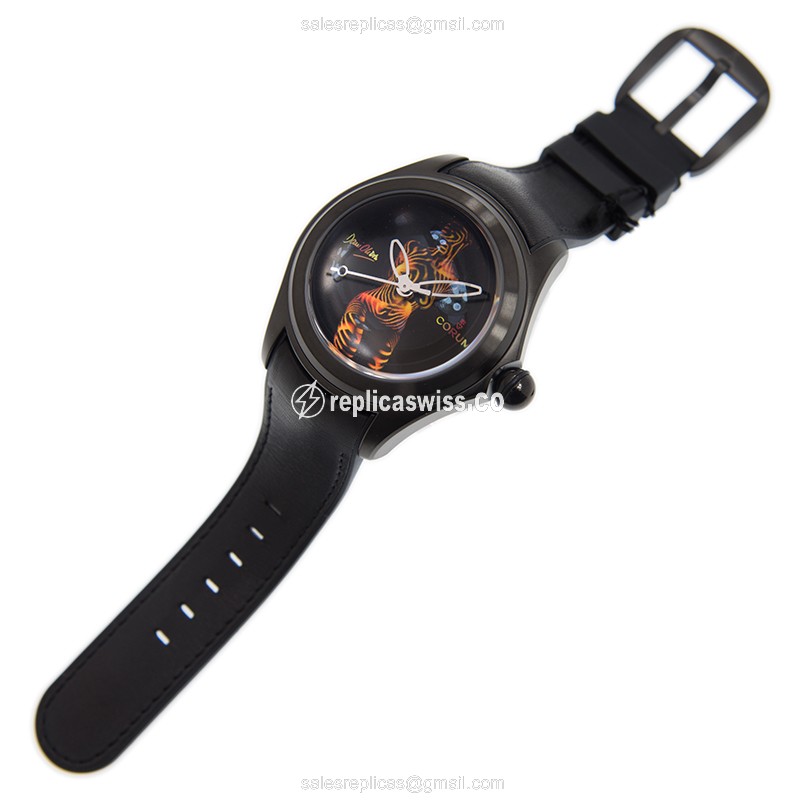 Corum Bubble Replica - Automatic - Black Dial - Leather Strap - Buckle Clasp - View 2