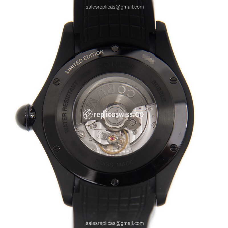 Corum Bubble Replica - Automatic - Black Dial - Stainless Steel - Rubber Strap - View 3