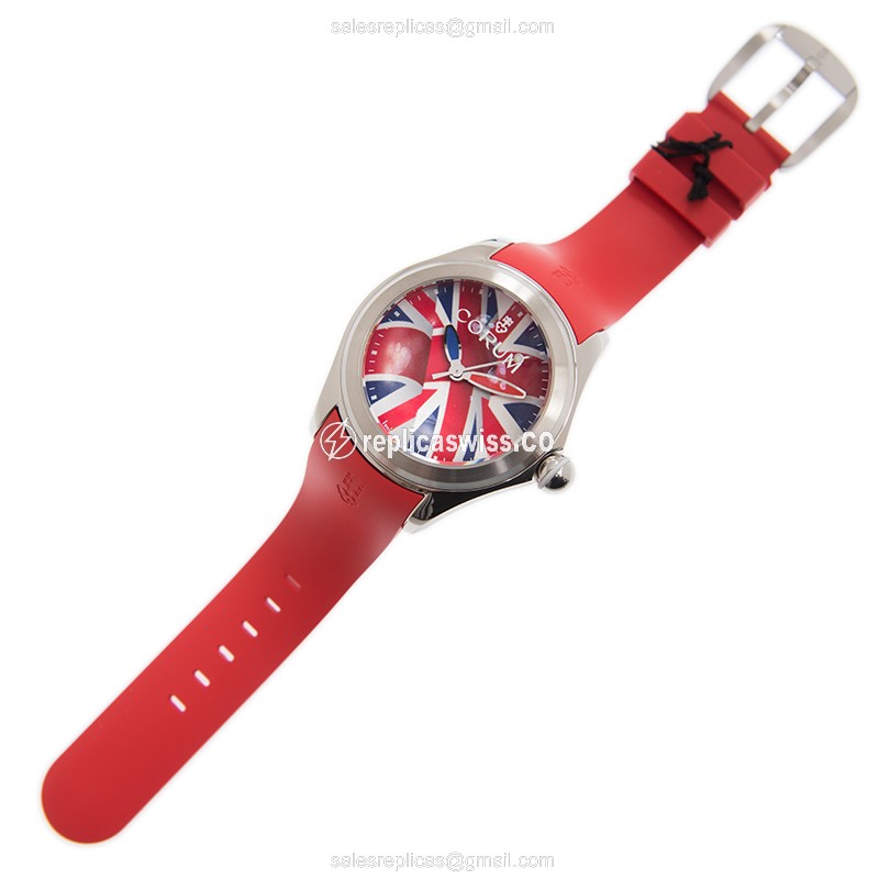 Corum Bubble Replica - Automatic - Steel Case - White Dial - Red Rubber Strap - View 2