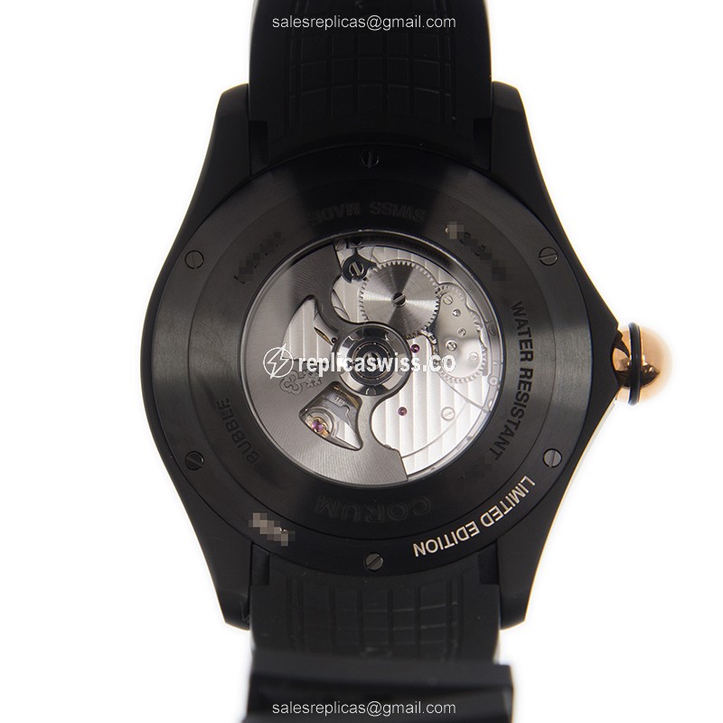 Corum Bubble Automatic - Black Dial - Rubber strap - Buckle Clasp - View 3