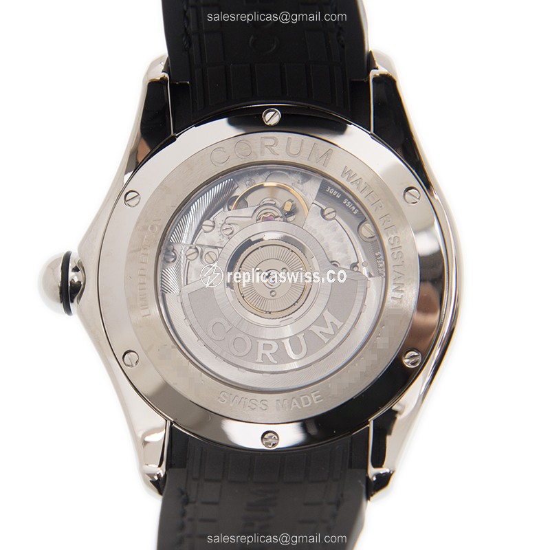 Corum Bubble Replica - Automatic - Red Dial - Steel Case - Black Leather Strap - View 3