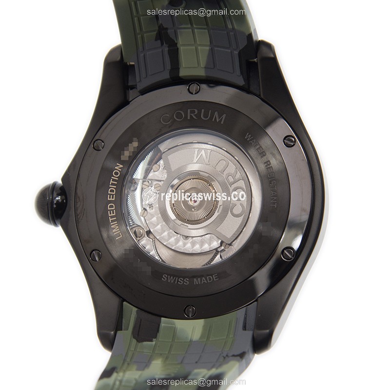 Corum Bubble Replica - Automatic - Stainless Steel - Black Dial - Leather Strap - View 3
