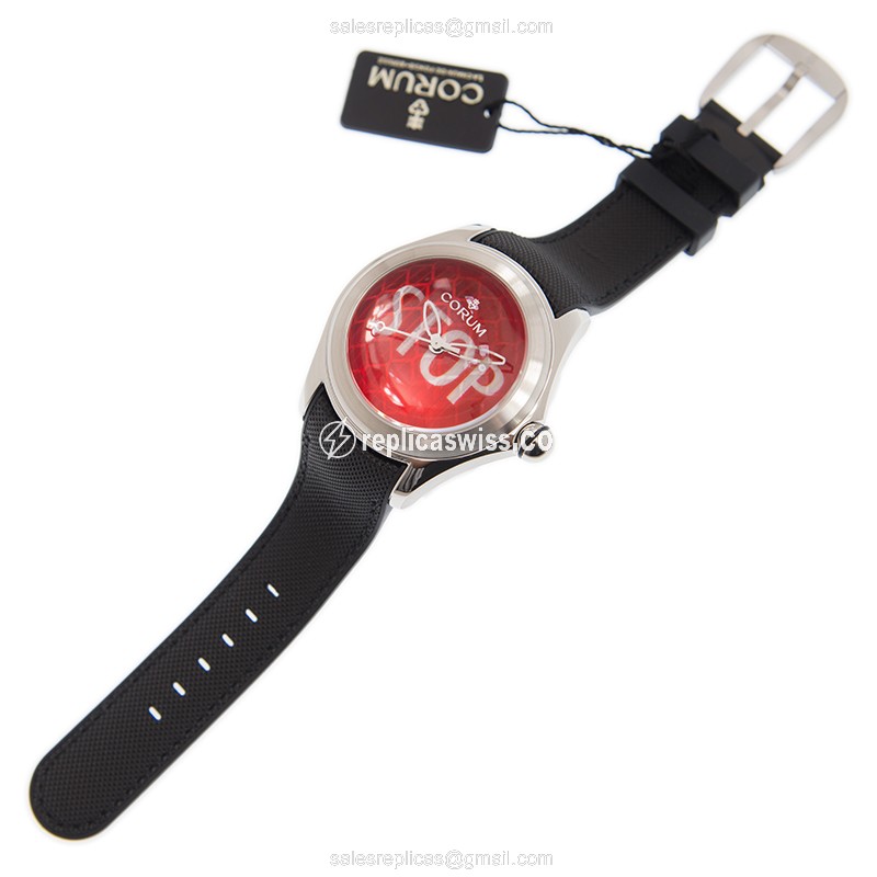 Corum Bubble Automatic - Red Dial - Black Rubber - Buckle Clasp - View 2