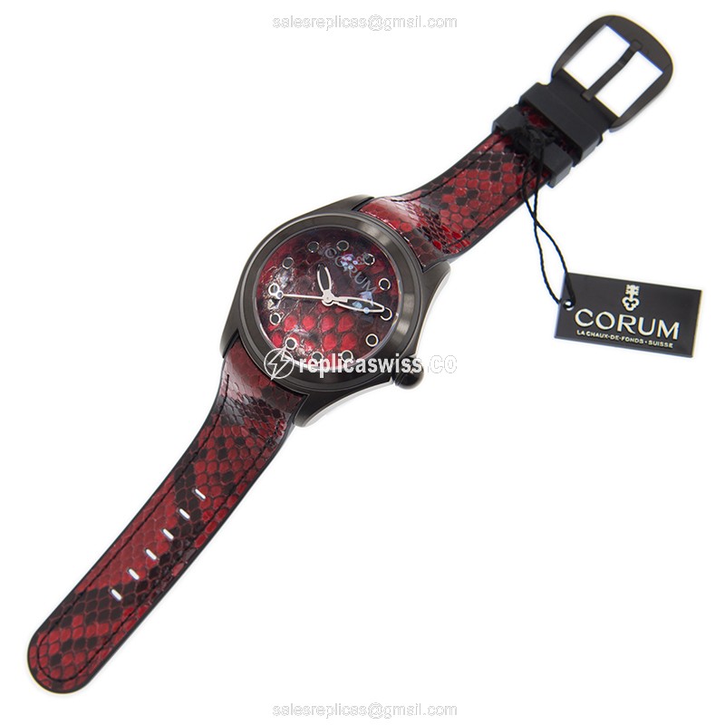 Corum Bubble Replica - Automatic - Red Dial - Steel Case - Red Leather Strap - View 2