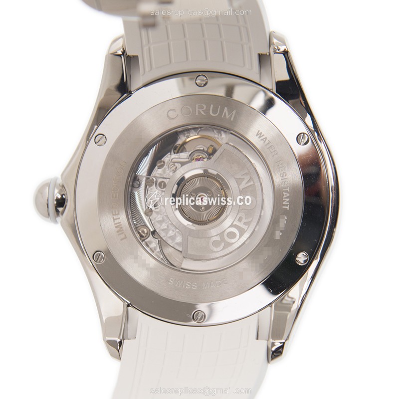 Corum Bubble Automatic Replica - White Dial - Stainless Steel Case - Rubber Strap - View 3