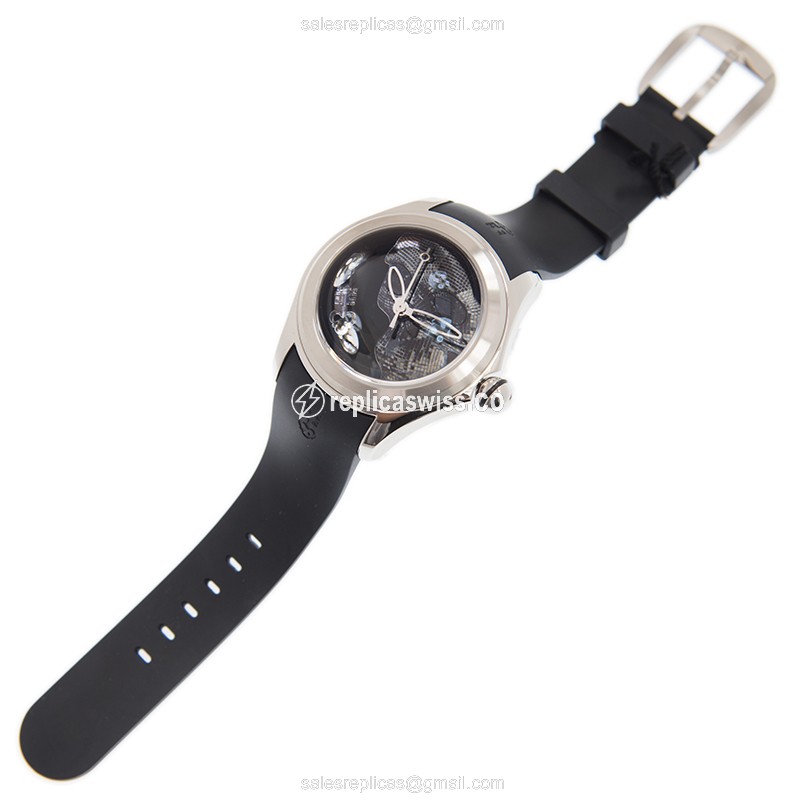 Corum Bubble Replica - Automatic - Steel Case - Black Dial - Black Rubber Strap - View 2