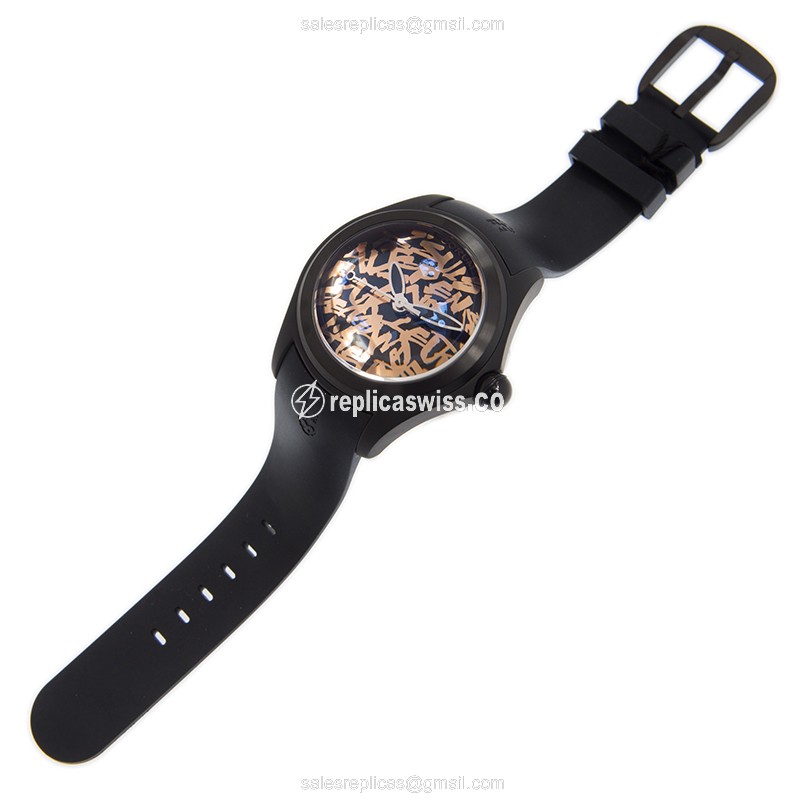 Corum Bubble Replica - Automatic - Steel Case - Black Dial - Rubber Strap - View 2