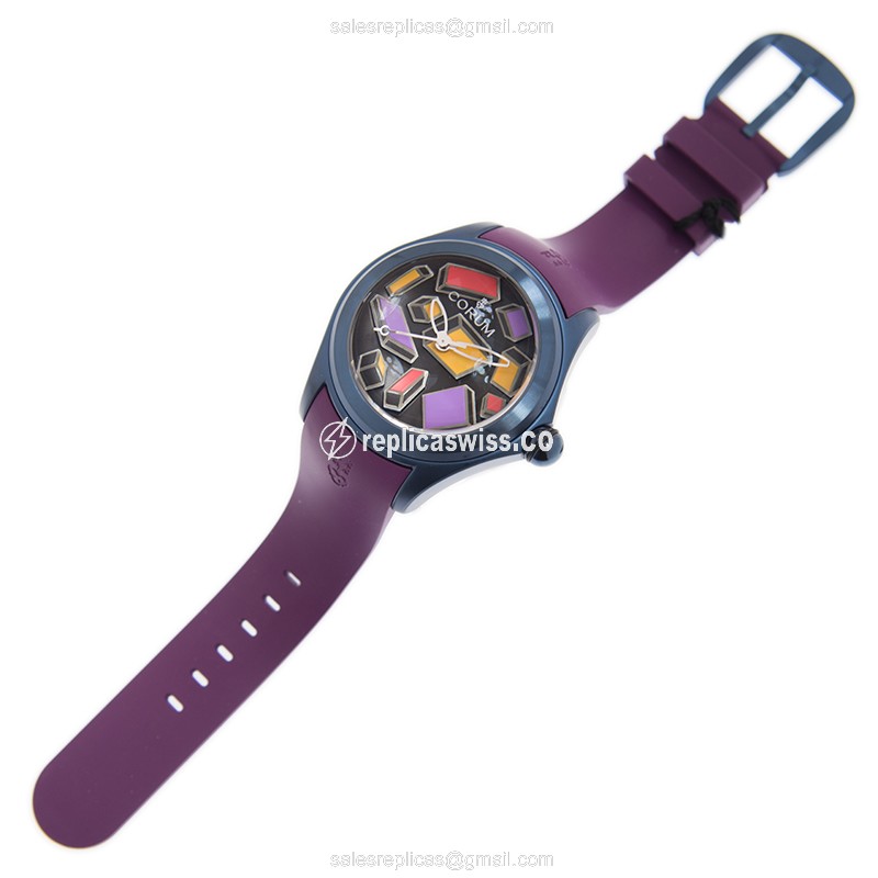 Corum Bubble Replica - Automatic - Steel Case - Black Dial - Purple Rubber Strap - View 2