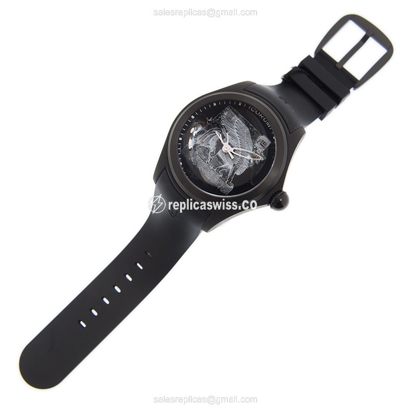 Corum Bubble Automatic - Black Dial - Steel Case - Rubber Black Strap - View 2