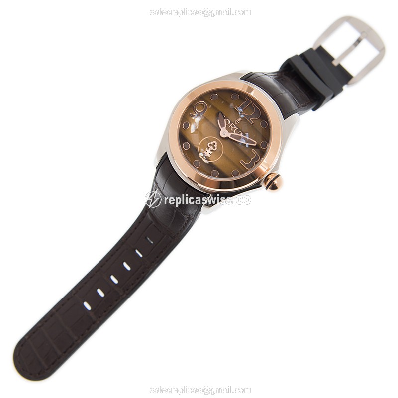 Corum Bubble Replica - Automatic - 18kt Rose Gold & Steel - Brown Dial, Alligator Strap - View 2