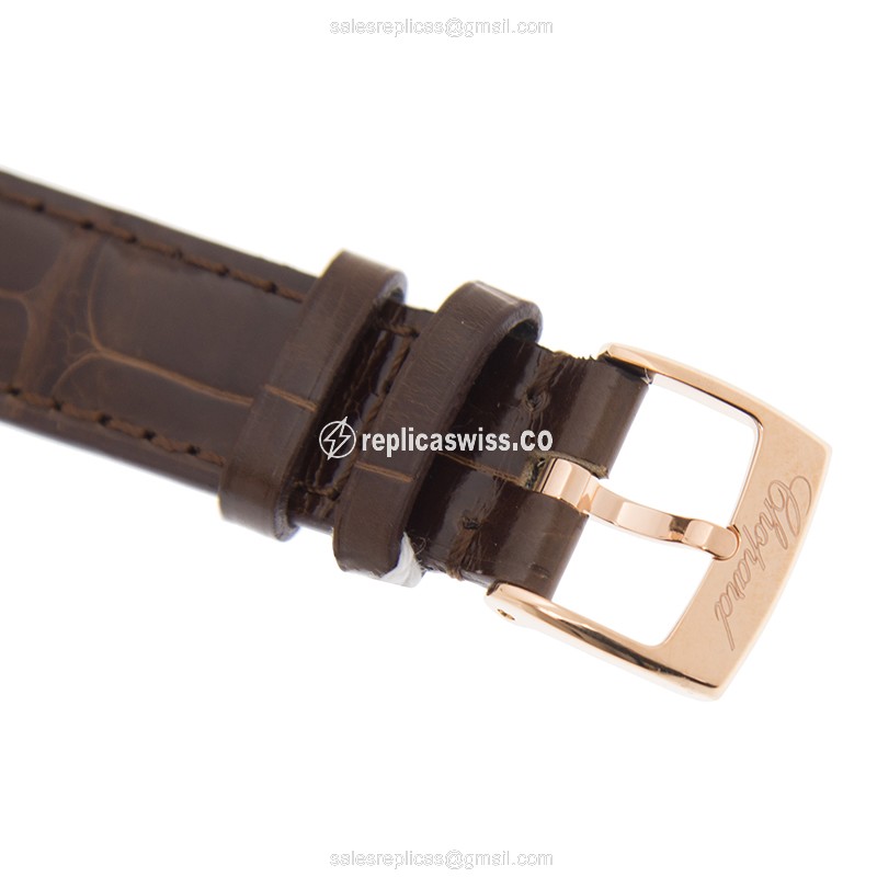 Chopard 274893-5012 Auto 18kt Rose Gold Diamonds - White Dial, Brown Alligator Strap - View 4