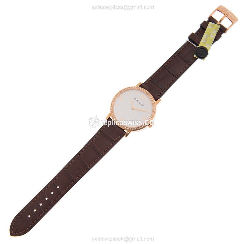 Chopard CLASSIQUE 173154-5201 - Auto - 18kt Rose Gold - Diamond Dial - Brown Alligator Strap - View 2