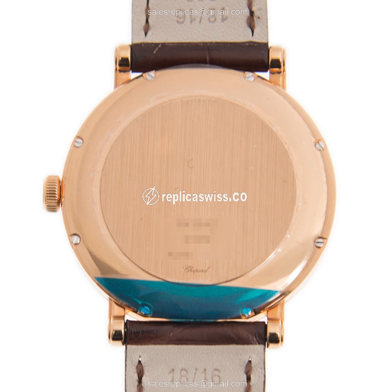 Chopard CLASSIQUE 173154-5201 - Auto - 18kt Rose Gold - Diamond Dial - Brown Alligator Strap - View 3