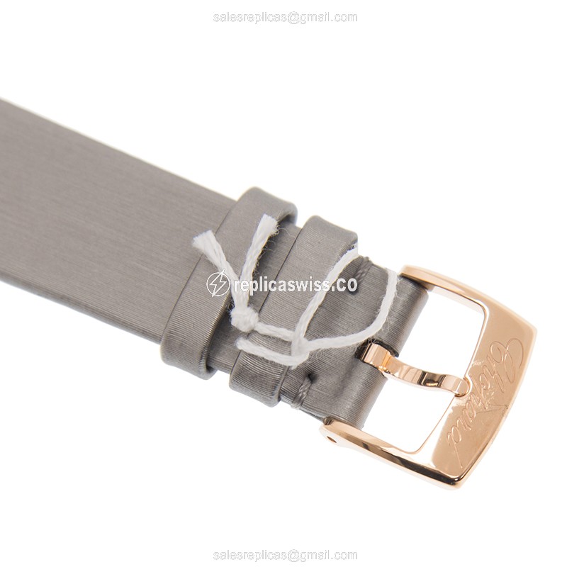 Chopard Happy Sport Replica - Automatic - 18kt Rose Gold - Gray Dial - Silk Grey Strap - View 4