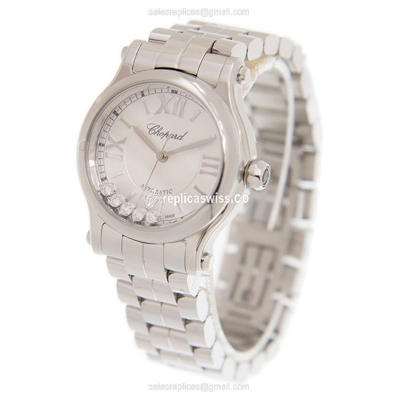 Chopard Happy Diamonds Replica - Automatic - Stainless Steel - White Dial - Silver Clasp - View 3