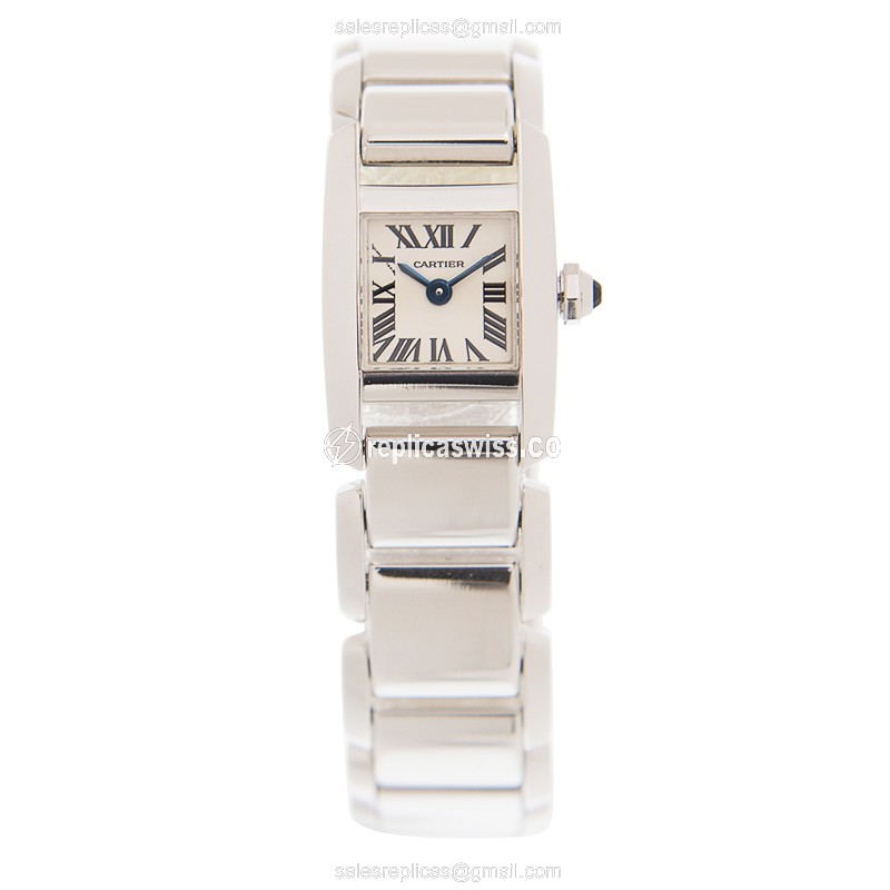Cartier W650029H TANK Replica - Quartz - 18kt Gold Case - Silver Dial - Silver Strap - View 2