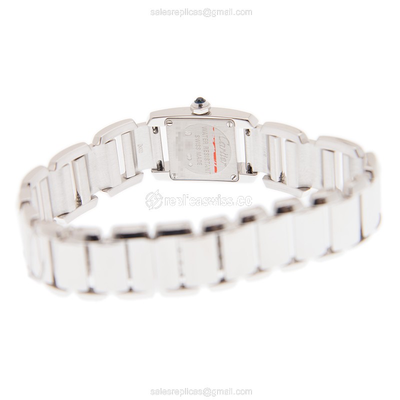 Cartier W650029H TANK Replica - Quartz - 18kt Gold Case - Silver Dial - Silver Strap - View 4