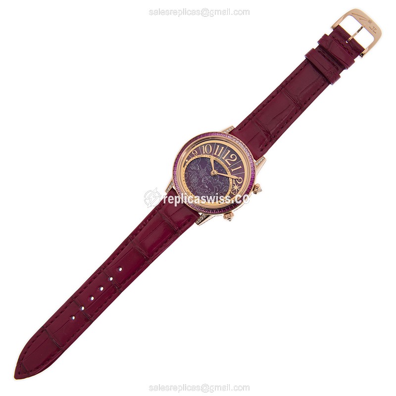 Jaeger-Lecoultre Q3482561 Rendez-Vous - Auto 18kt Rose Gold - Diamond Purple Dial - Red Alligator Buckle - View 2