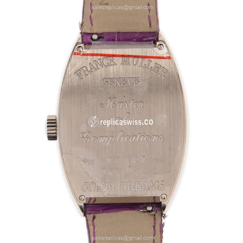 Franck Muller 7851 SC COL DRM - Curvex - Automatic - Steel Case - Black Dial - Red Alligator Strap - Buckle Clasp - View 3