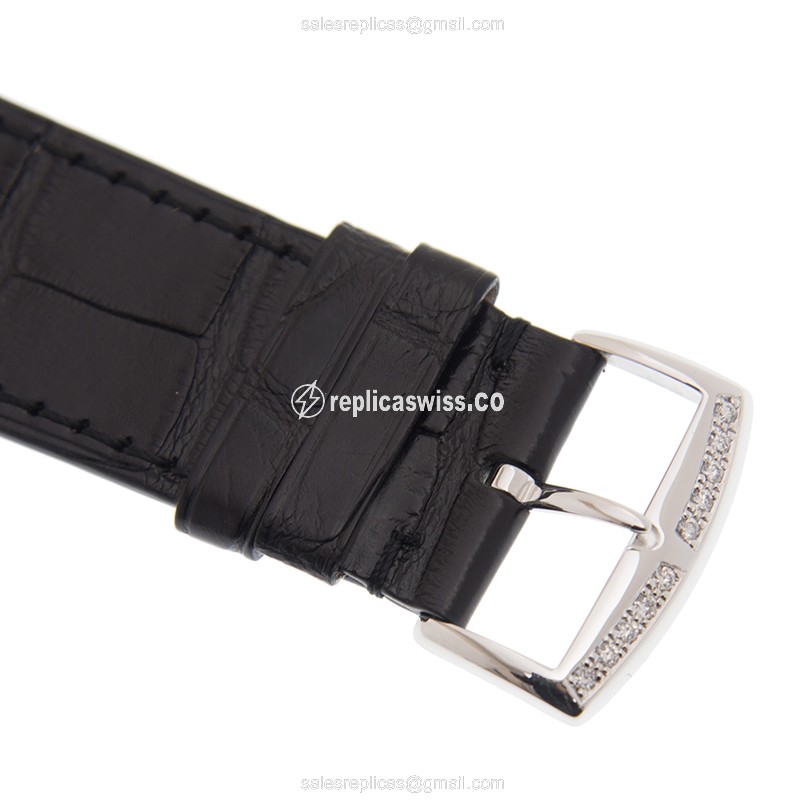 Franck Muller 1150 SC D CD Replica - Automatic - 18kt White Gold - Diamond - Silver Dial - Black Alligator Strap - View 4