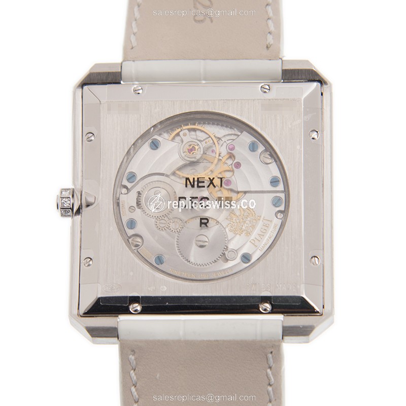 Piaget Limelight Replica - Automatic - 18kt White Gold - Diamond - White Dial - Leather Strap - View 3