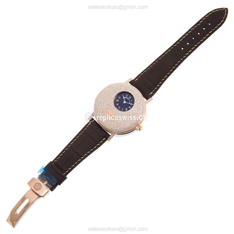 Breguet 1808BR/92/9W6/DD00 Replica - Manual - 18kt Rose Gold - Diamond Dial - Brown Alligator Strap - View 3