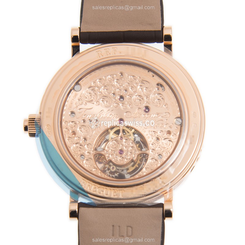 Breguet 1808BR/92/9W6/DD00 Replica - Manual - 18kt Rose Gold - Diamond Dial - Brown Alligator Strap - View 4