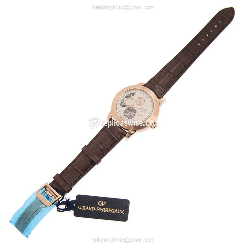 Girard Perregaux 99741-52-831-BAEA - Manual Wind - 18kt Rose Gold - White Dial - Brown Alligator Strap - View 2