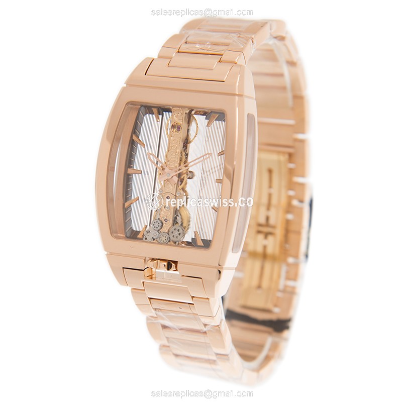 Corum Golden Bridge Replica - Automatic - 18kt Rose Gold - Transparent Dial - Gold Clasp & Strap - View 3