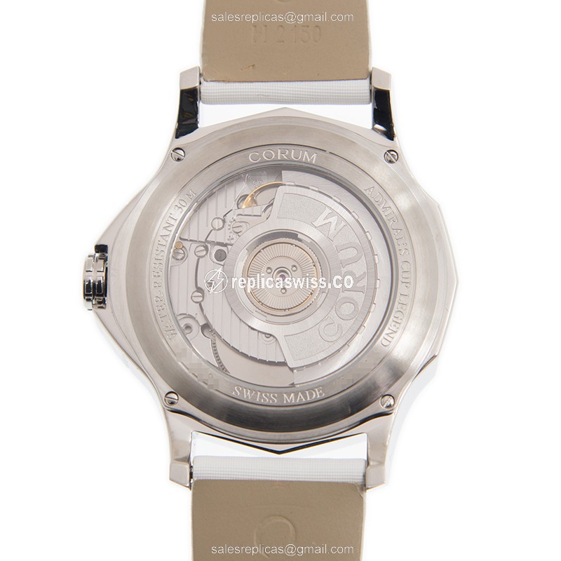 Corum Admiral's Cup 384.101.47/0F49 - Auto - 18kt White Gold - Diamond - White Dial - Alligator Strap - View 3