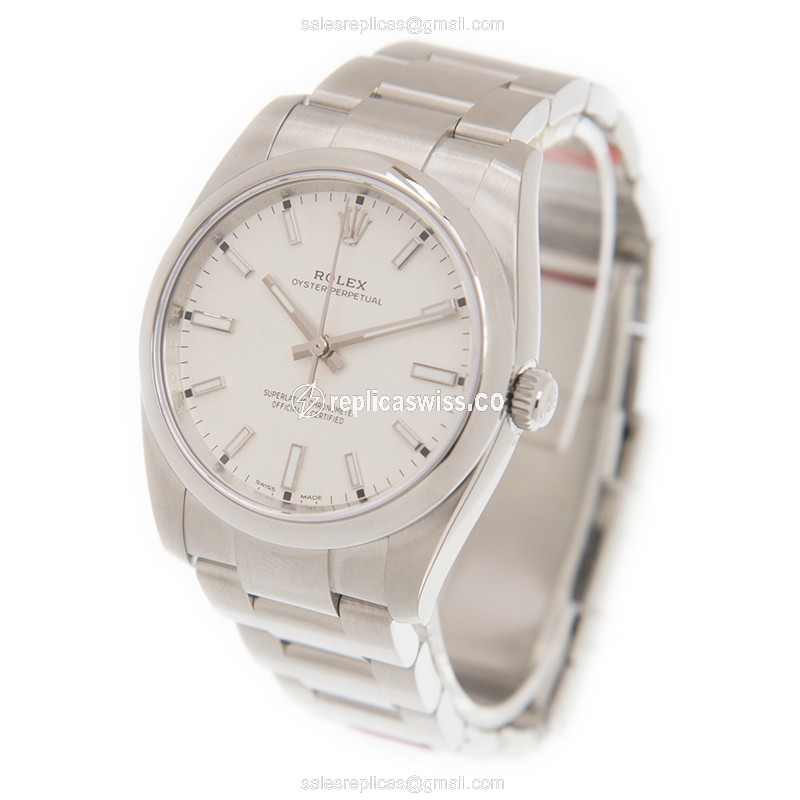 Rolex Oyster Perpetual Replica - Automatic - Stainless Steel - White Dial, Silver Clasp - View 3