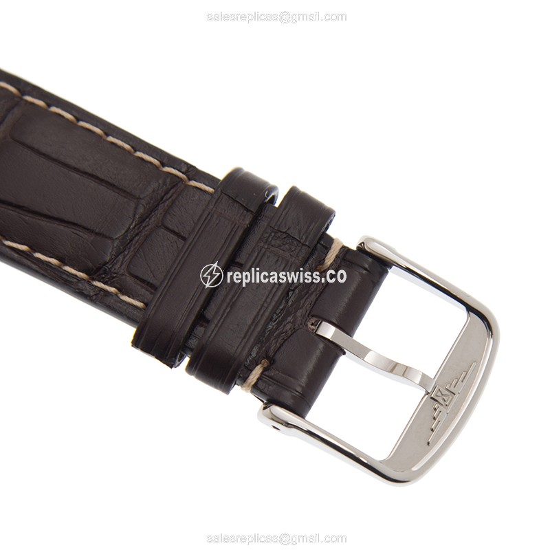 Longines 1832 Replica - Automatic - Stainless Steel - White Dial - Brown Alligator Strap - View 4