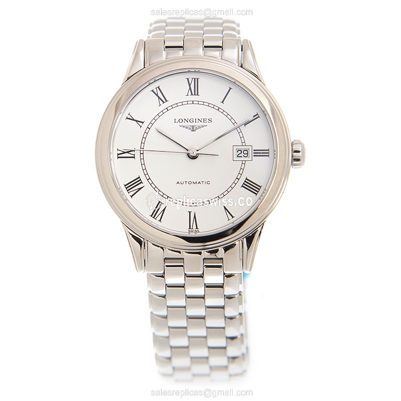 Longines L4.374.4.21.6 Flagship - Automatic - Steel Case, White Dial, Silver Clasp - View 2