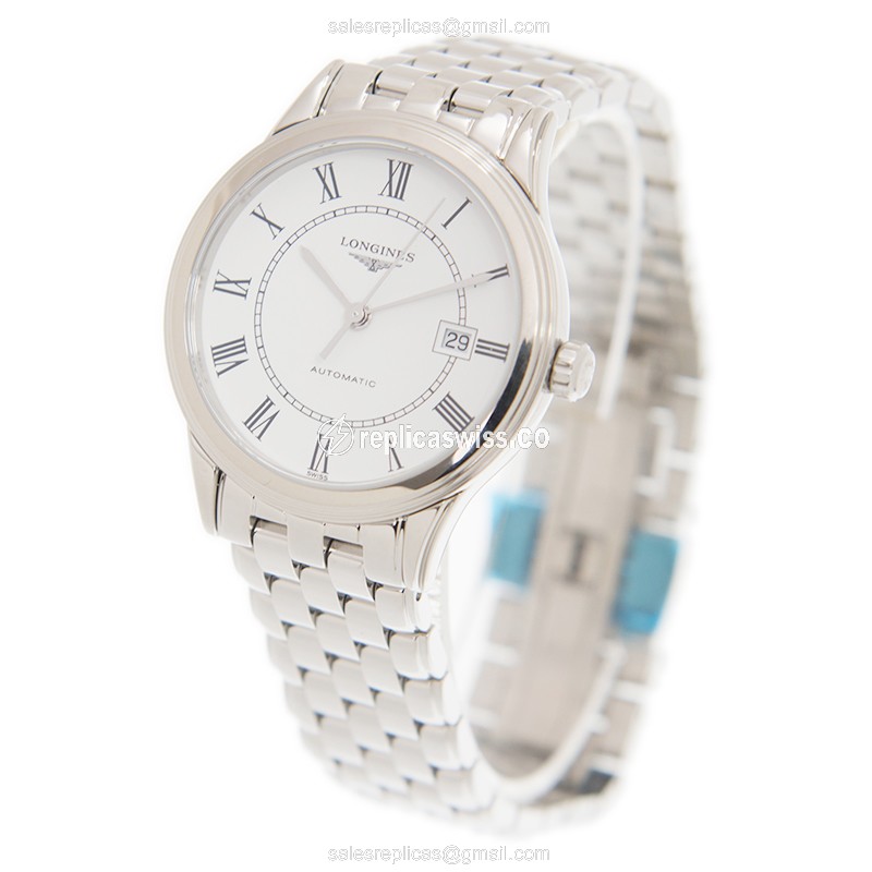Longines L4.374.4.21.6 Flagship - Automatic - Steel Case, White Dial, Silver Clasp - View 3