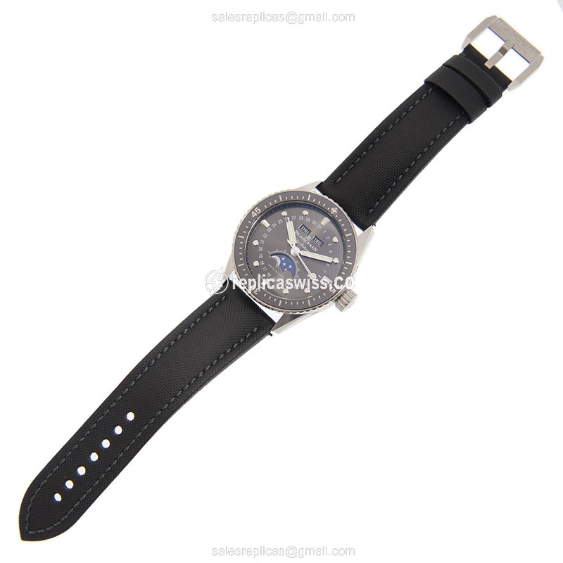 Blancpain 5054-1110-B52A Replica - Automatic - Steel - Gray Dial - Black Canvas Strap - View 2