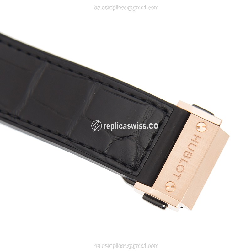 Hublot Classic Fusion Replica - Automatic 18kt Rose Gold - Black Dial, Alligator Strap, Buckle Clasp - View 4