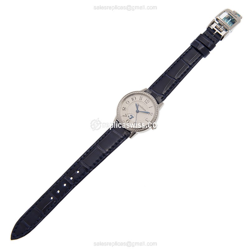 Jaeger-Lecoultre Rendez-Vous Replica - Automatic - White Dial - Diamond Bezel - Blue Alligator Strap - View 2