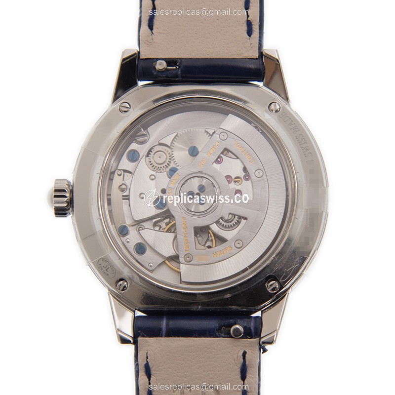 Jaeger-Lecoultre Rendez-Vous Replica - Automatic - White Dial - Diamond Bezel - Blue Alligator Strap - View 3