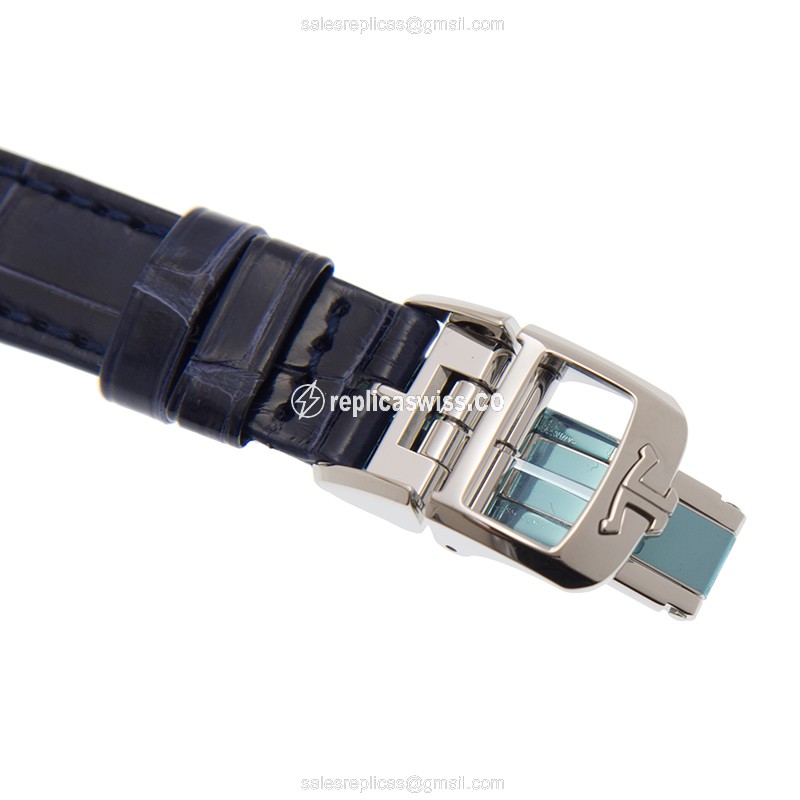 Jaeger-Lecoultre Rendez-Vous Replica - Automatic - White Dial - Diamond Bezel - Blue Alligator Strap - View 4