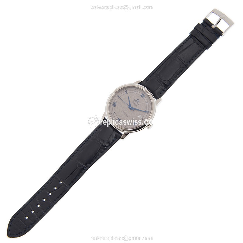 Omega Replica DE VILLE - Automatic - Stainless Steel - Gray Dial - Blue Alligator Buckle - View 2
