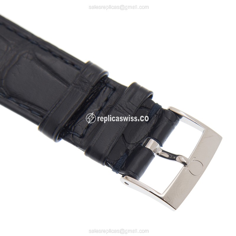 Omega Replica DE VILLE - Automatic - Stainless Steel - Gray Dial - Blue Alligator Buckle - View 4