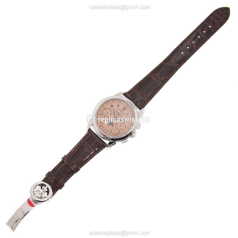 Patek Philippe 5270P-001 - Manual Wind - 950 Platinum Case - Brown Dial & Alligator Strap - View 2