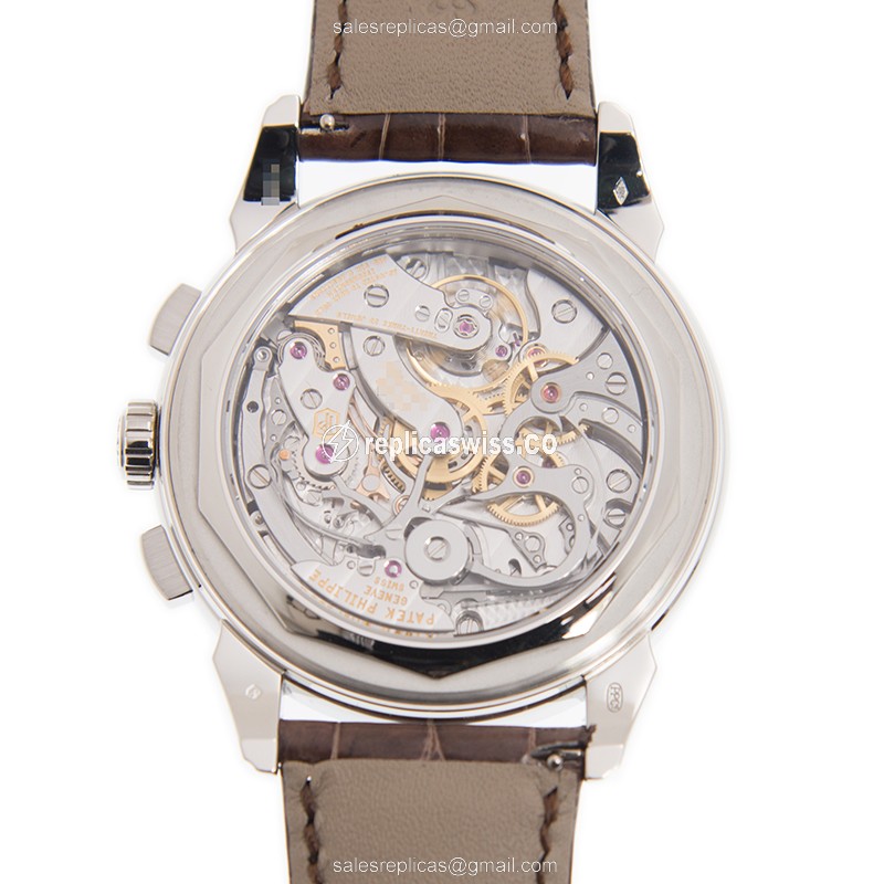 Patek Philippe 5270P-001 - Manual Wind - 950 Platinum Case - Brown Dial & Alligator Strap - View 3