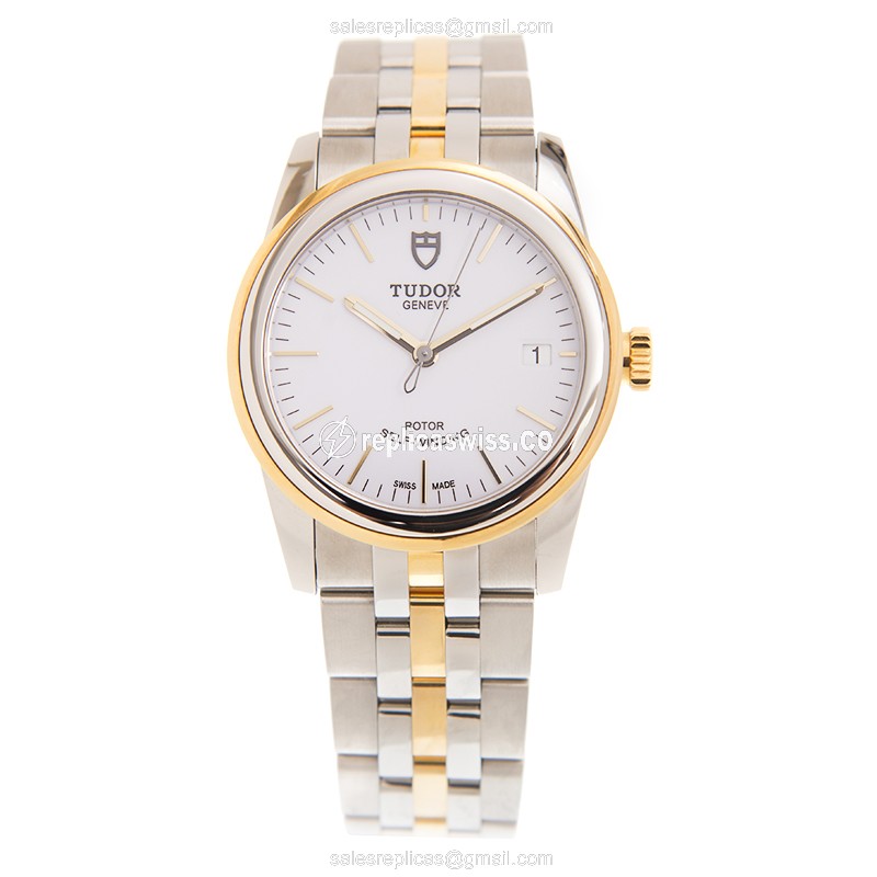 Tudor Glamour Date Replica - Automatic - 18kt Gold & Steel - White Dial - View 2