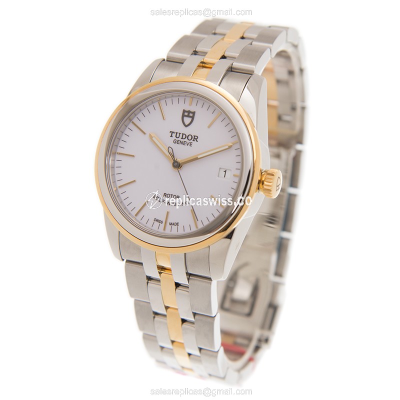 Tudor Glamour Date Replica - Automatic - 18kt Gold & Steel - White Dial - View 3