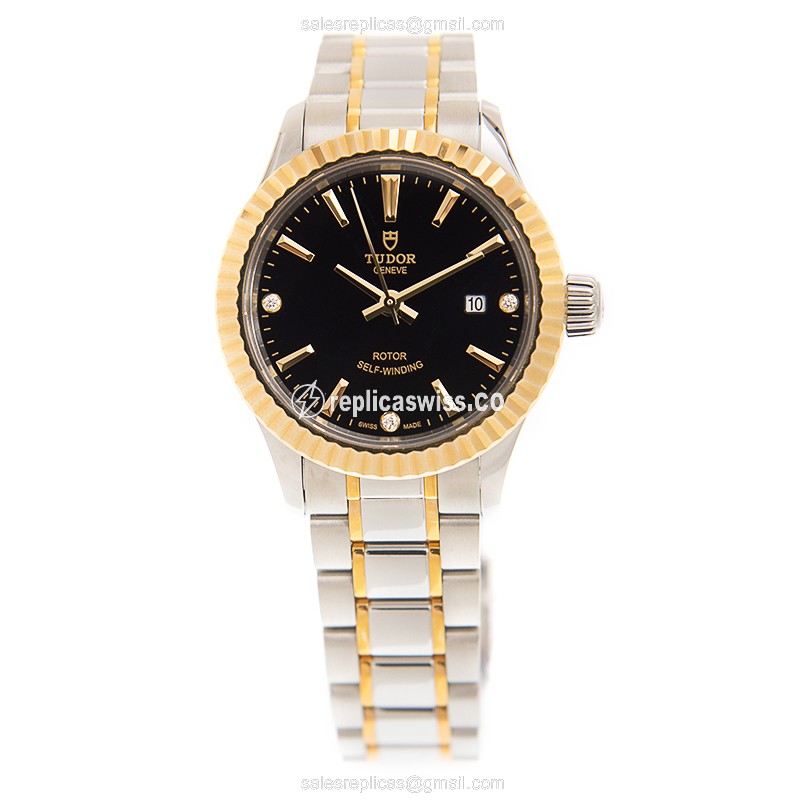 Tudor Style Replica Watch - Automatic - Gold/Steel - Black - View 2